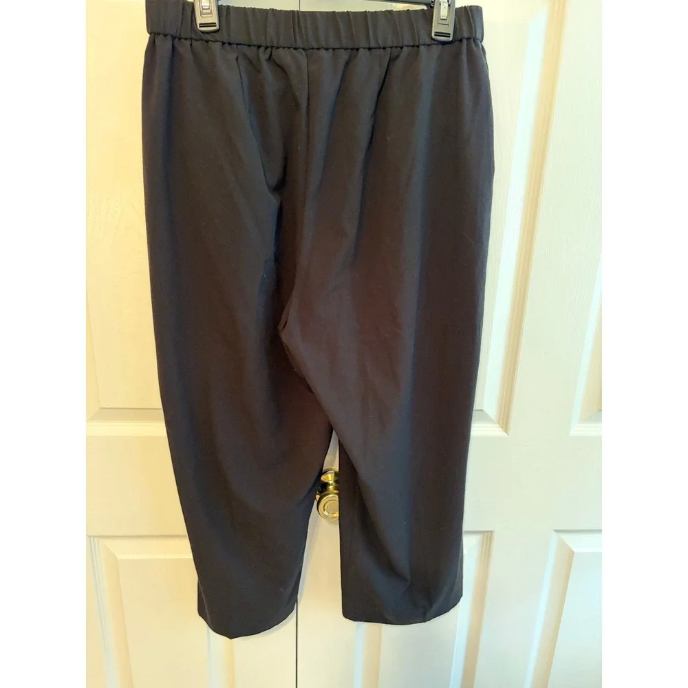 Croft & Barrow Womens Plus 16W Short Black Elastic Waist Side Pocket Pants